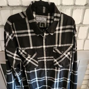 DIXXON Men's Black and White Checkered Decade Flannel